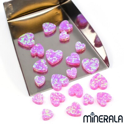 PINK SYNTHETIC LAB CREATED OPAL HEART SHAPE BEAD TOP WIDTHWIS FULL DRILL WP02756