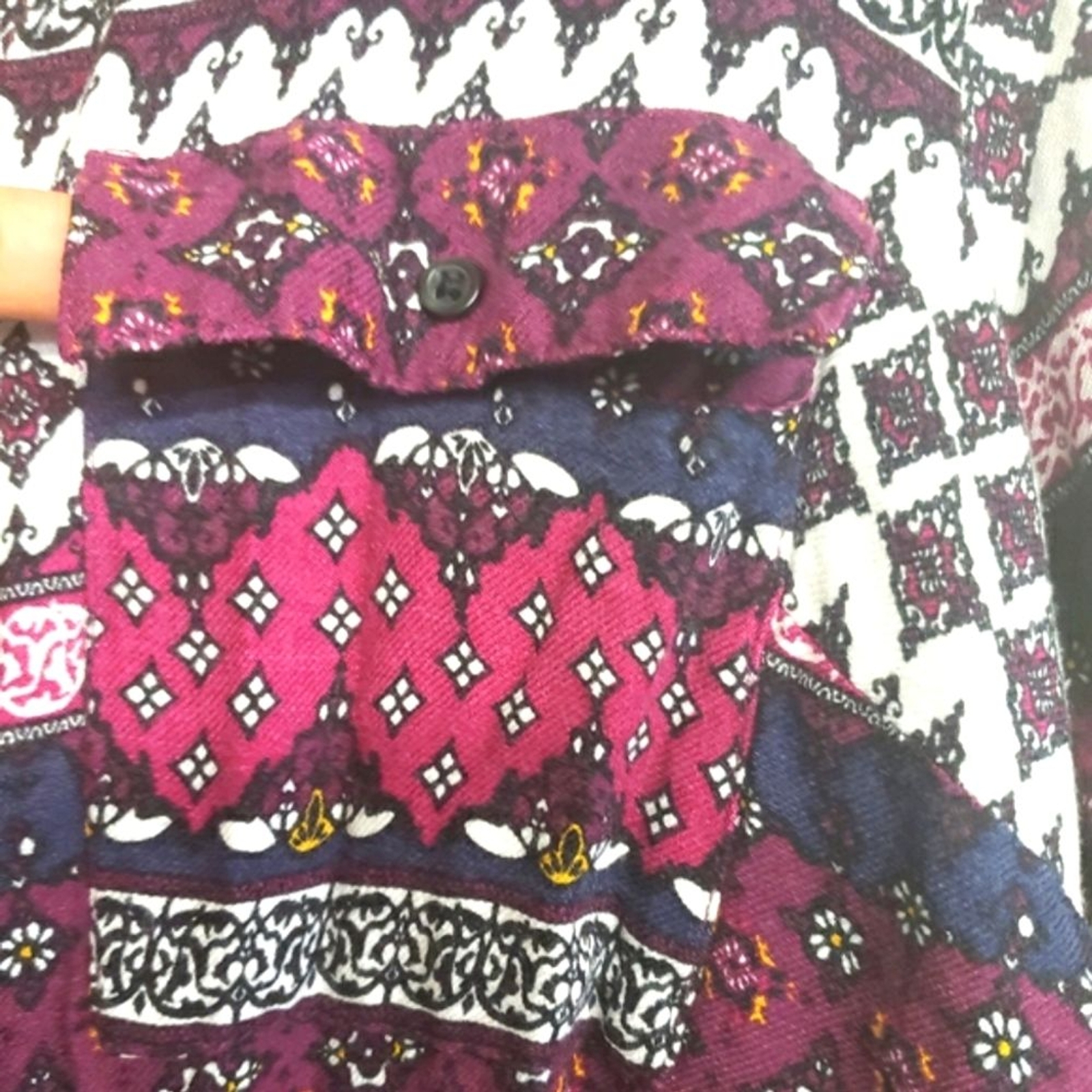 H&M Divided Button-Down Tunic Patterned Blouse Si… - image 5