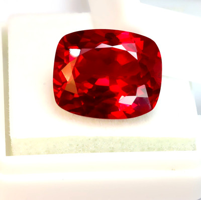 20 Ct+ Mozambique Certified Natural Red Ruby Flawless Cushion Loose Gemstone