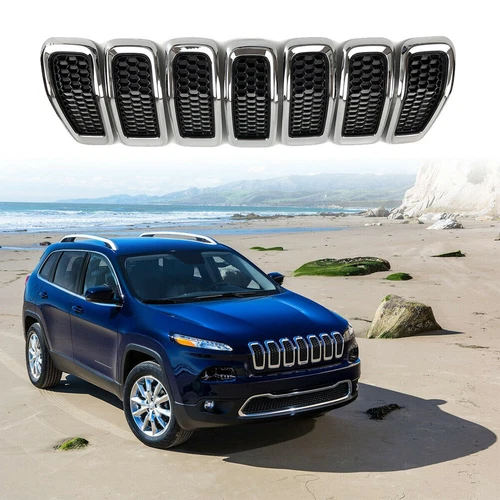 Front Hood Grille Insert For Jeep Cherokee 2014-2018 W/Black Hood Honeycomb Mesh