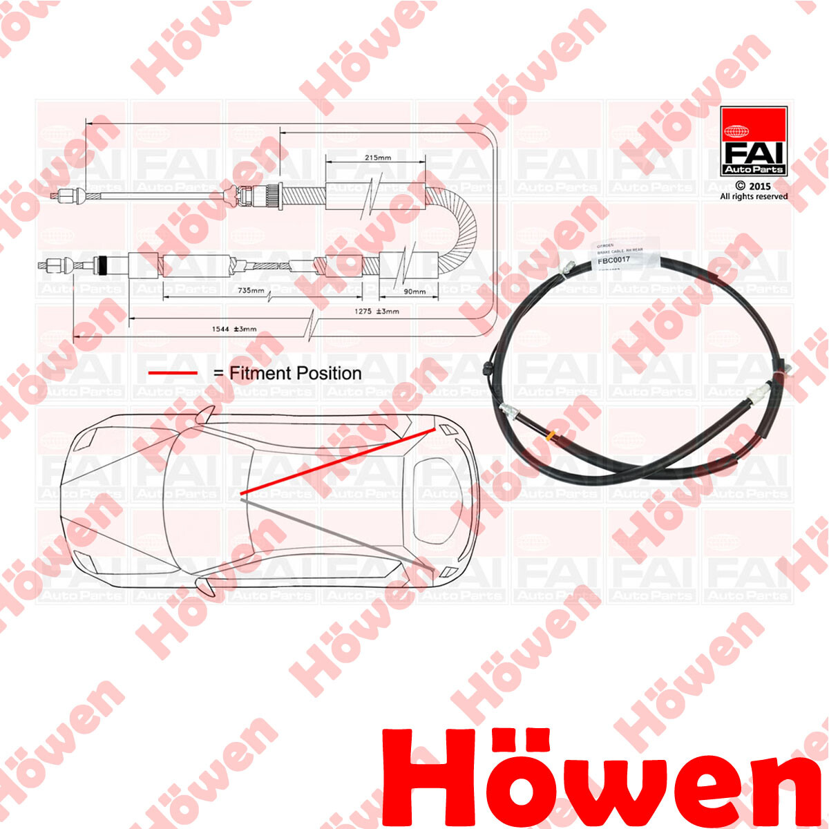 Fits Citroen Xsara 1997-2005 Hand Brake Cable Rear Right Howen #2 4745K1