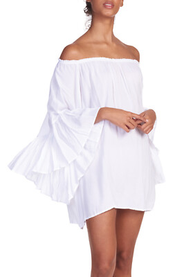 ELAN OFF SHOULDER TOP /MINI DRESS RY-555 W/RUFFLE SLEEVE MSRP 89.99