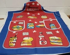 Printed Kitchen Cotton Apron, 24"x31", w/2 pockets, AMERICAN SNACKS, Amber Mills
