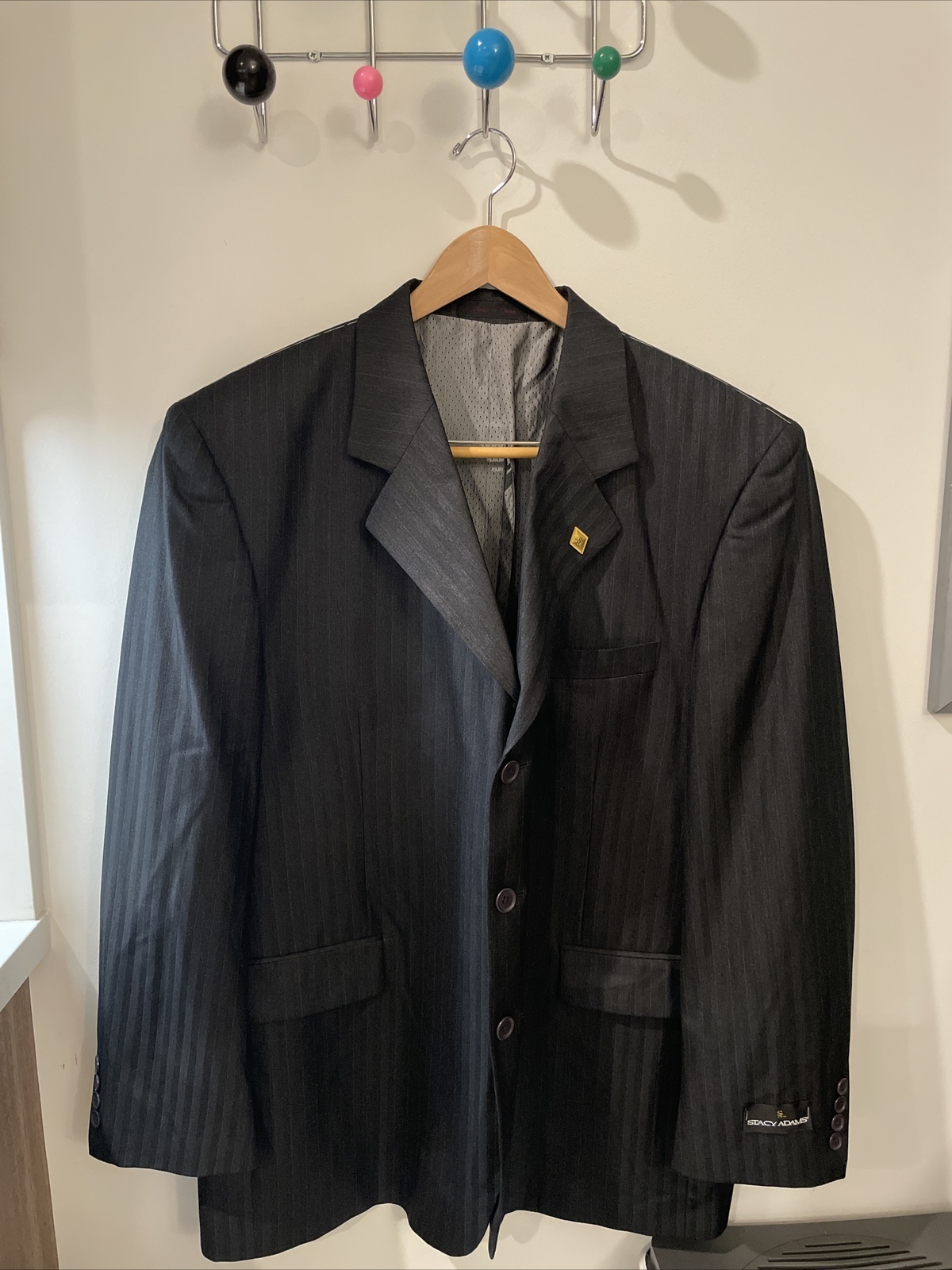 VTG Stacy Adams Men NWOT Black Pinstripe Zoot Suit Jacket Coat 46R eBay