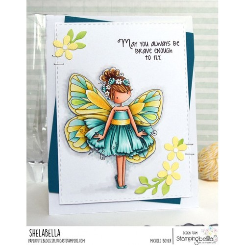 TINY TOWNIE BUTTERFLY GIRL-Stamping Bella Cling Rubber Stamp-Stamping Craft - Picture 19 of 30