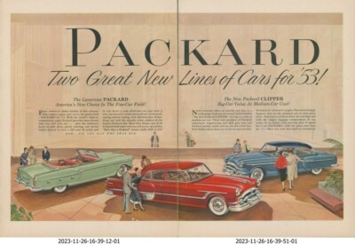 1953 Packard Clipper Convertible Admiring Crowd 3 Cars Vtg Print Ad L36