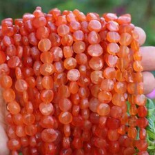 1 Strand Shaded Carnelian Faceted Briolettes - Coin Shape Beads 7mm-9mm 8.5 Inch