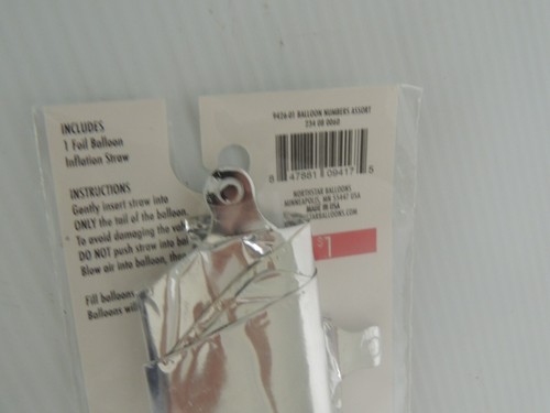 13.5" Air-Filled Silver Number Foil Balloon, 1 Count - Picture 5 of 6