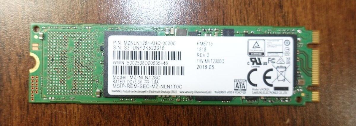 Samsung 128gb Solid State Drive M.2 2280 SATA SSD Pm871b Samsung 128gb Solid State Drive M.2 2280 SATA SSD Pm871b