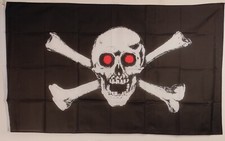 Flaga / flaga 150x90cm czaszka i kości z czerwonymi oczami, pirat, flaga pirata