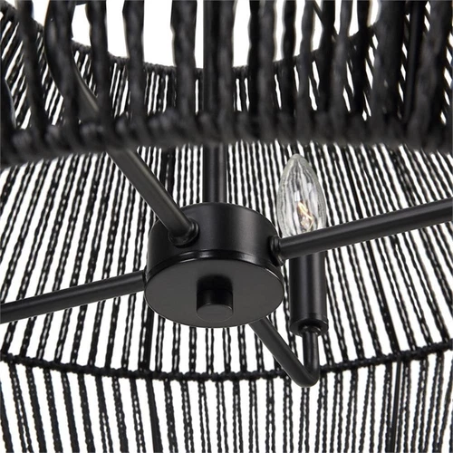 Uttermost Suva 4-Light Transitional Steel & Rattan Pendant in Matte Black - Picture 7 of 8