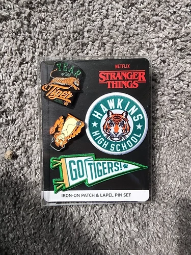 Netflix Stranger Things Hawkins Iron-On Patch & Lapel Pin Set
