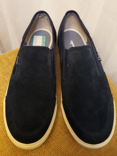 Clarks Mens SZ 9 M Torbay Navy Leather 