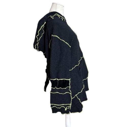 Fairytea Upcycled Elf Gypsy Hood Sweater Whimsical Renaissance Black Womens M - Picture 3 of 12