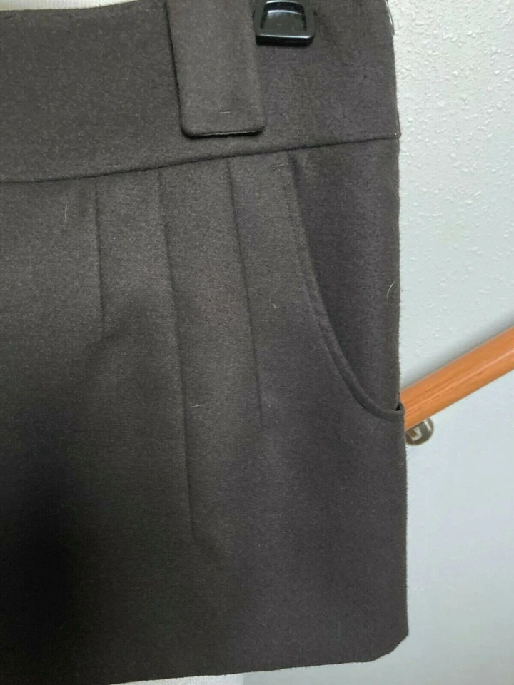 MINIFALDA ESTILO BENETTON-ITALIA-DK.MARRÓN-RARA-CINTURA ANCHA-BOLSILLOS-IT-44/US-8 Foto 3 de 4