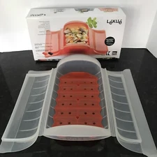 Lekue - Steam Case for 1-2 People, Microwave and Oven Safe, Red