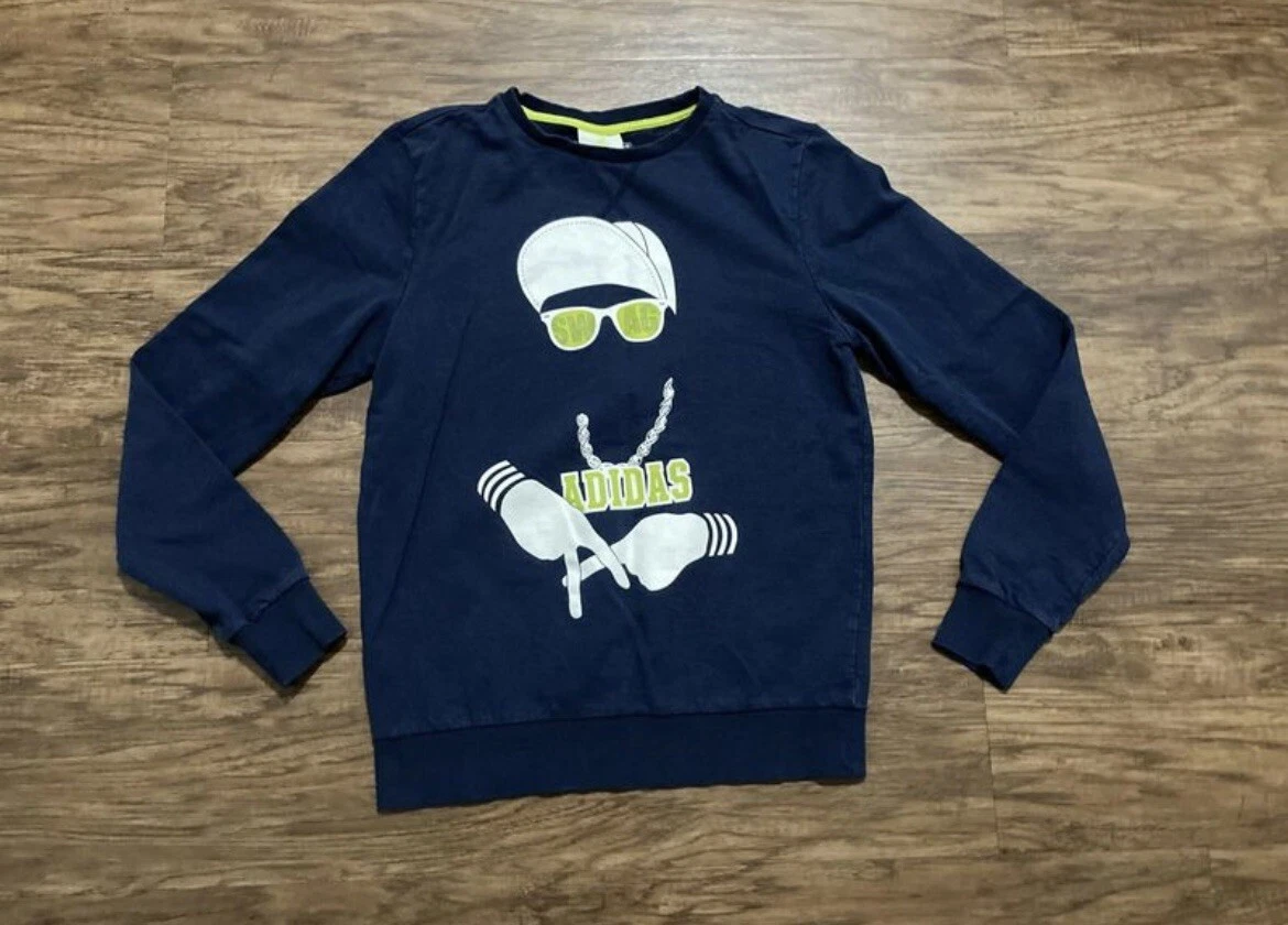 Adidas NEO Men s Size Small Adidas SWAG Long Sleeve Navy Crew Neck Sweatshirt