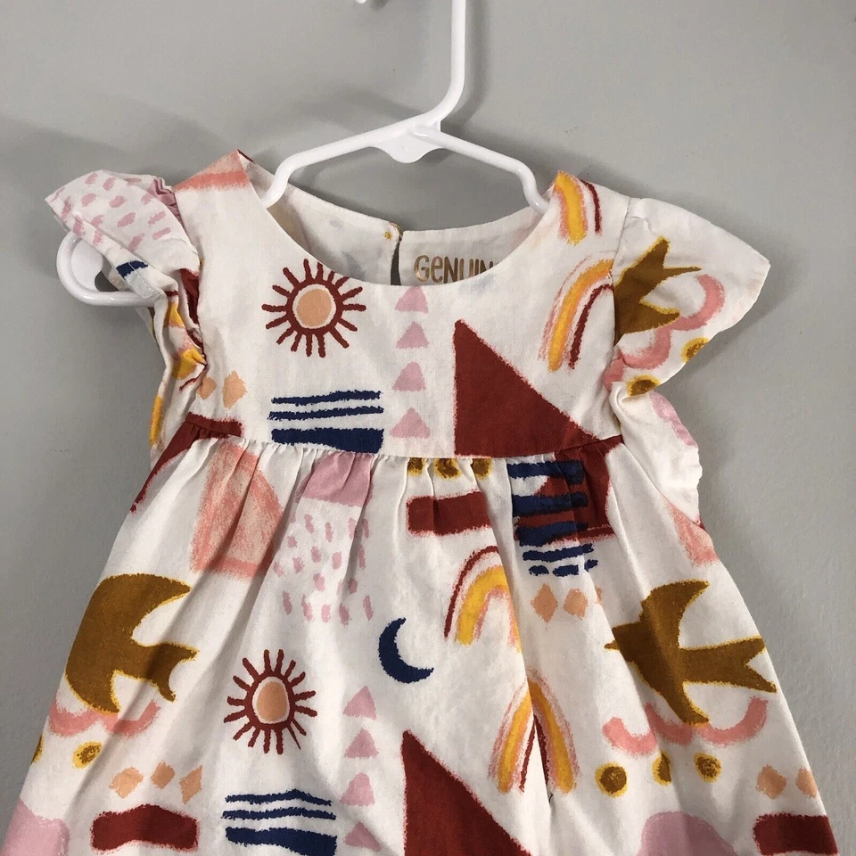 Vestido Genuino Niños de OshKosh Niñas Talla 12 Meses Sol Geométrico Luna Flutter Foto 2 de 4