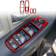 For Ram 1500 2009-12 Inner Door Window Lift Switch Panel Frame Red Carbon Fiber