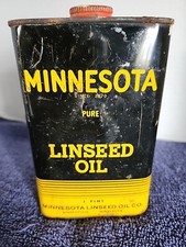 Vintage tin Minnesota Linseed oil 1 pint 1940-50s Collectible can