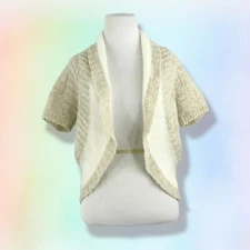 Anthropologie Sleeping On Snow Cardigan Shrug Small Metallic Angora Wool Blend