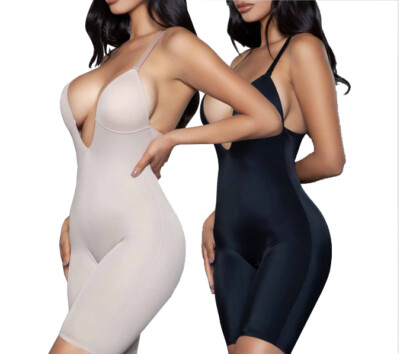 Women's Slimming Adjustable Full Bodysuit High Waist Plunging Neckline Shapewear