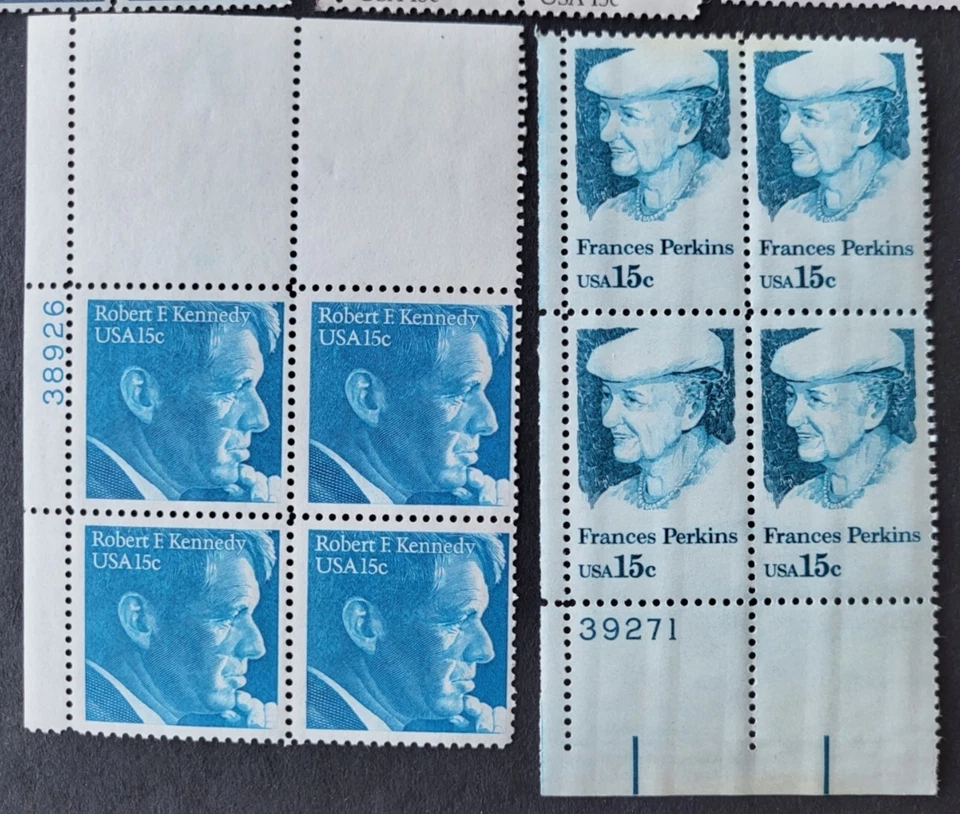 Five USA 15-cent plate blocks MNH famous people, 1980 Summer Olympics - Image 3 of 3