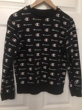 Champion Children’s HOODIE L Black White Logo Signature Pocket