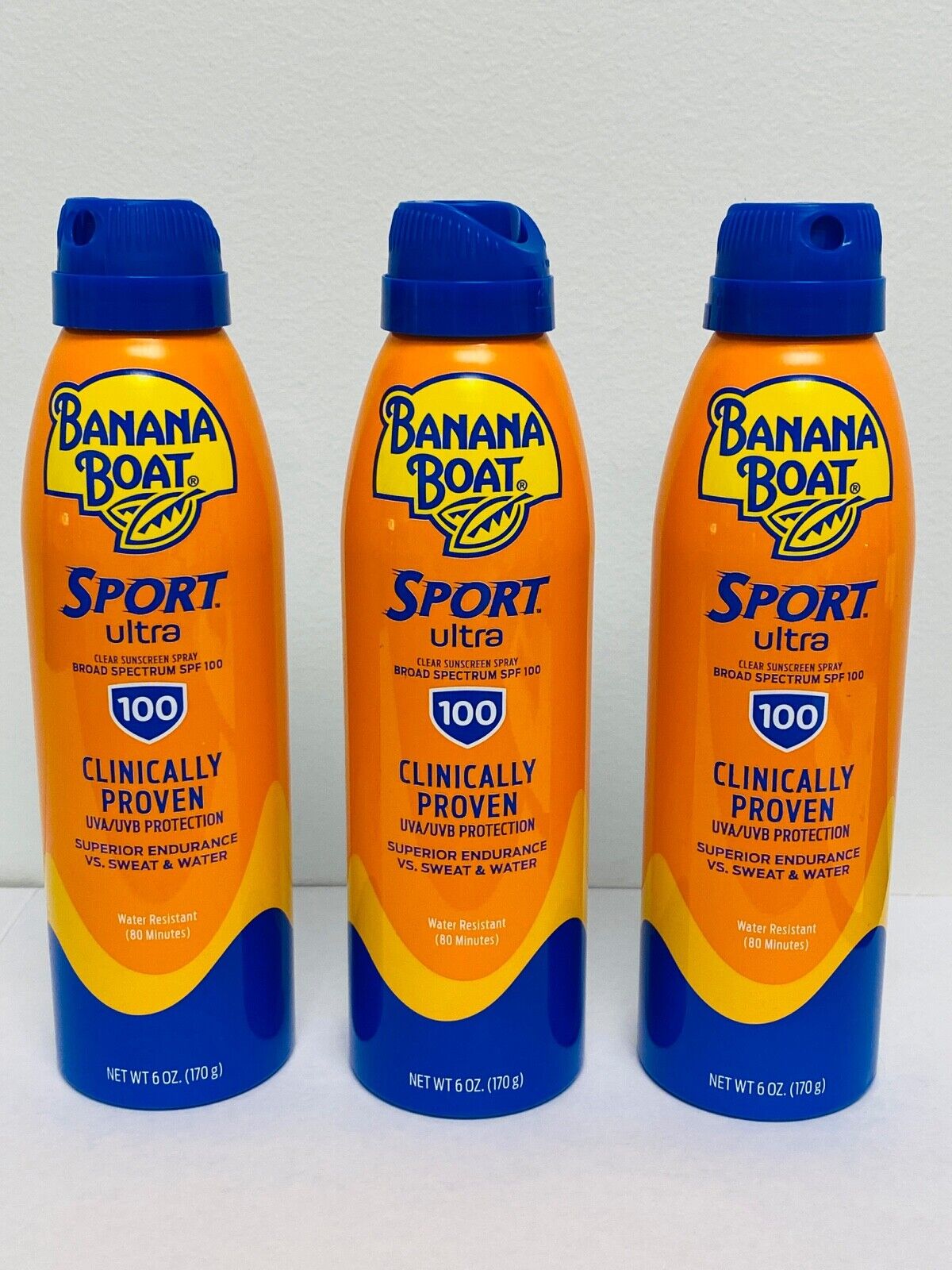 Banana Boat Clear Ultra Sport Performance Spray SPF 100 (6 oz.) - 3 New EXP 2024