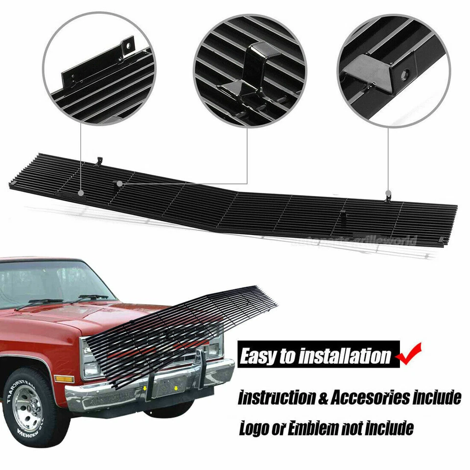 Black Billet Grille Grill Fits 81-87 Chevy GMC Pickup/Suburban/Blazer/Jimmy Foto 3 de 4