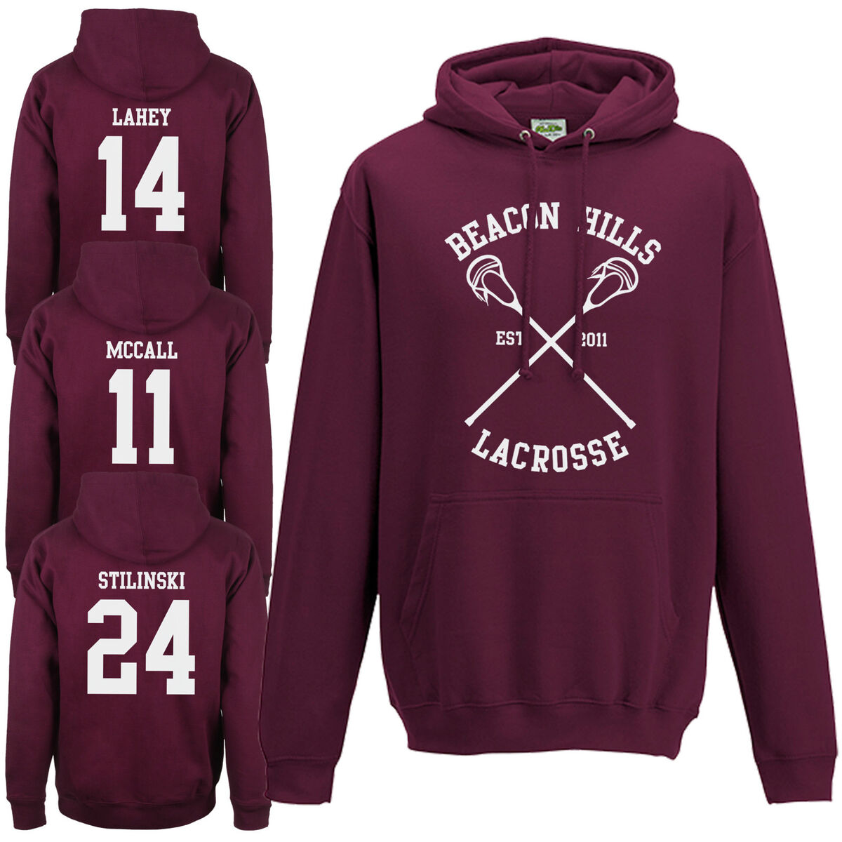  McCall 11 Teen Wolf Beacon Hills Inspired Lacrosse Hoodie Adult  Fashion : Clothing, Shoes & Jewelry