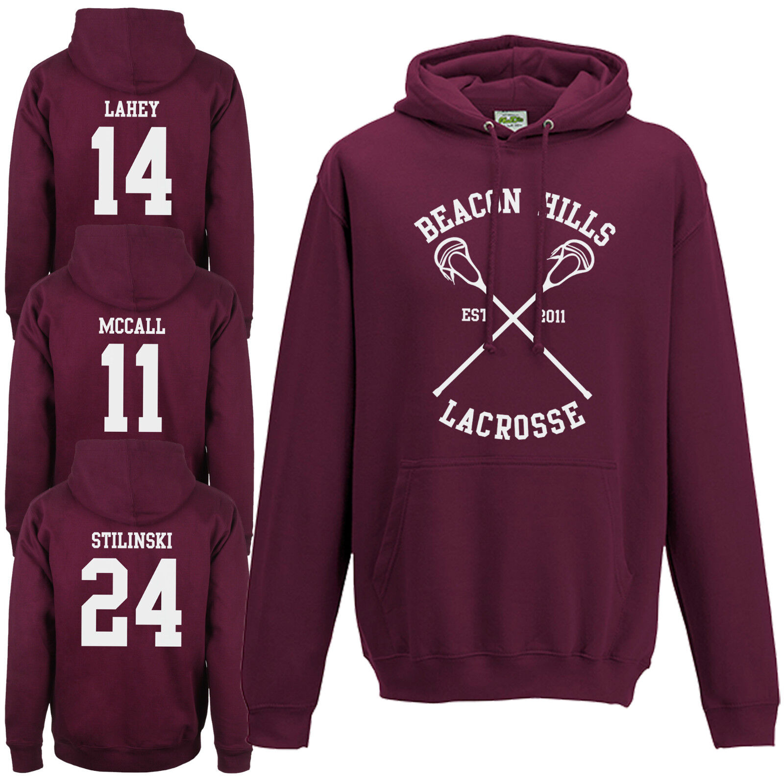  The Creating Studio Adult Retro Stilinski 24 Beacon Hills  Lacrosse 2-Sided Hoodie : Clothing, Shoes & Jewelry