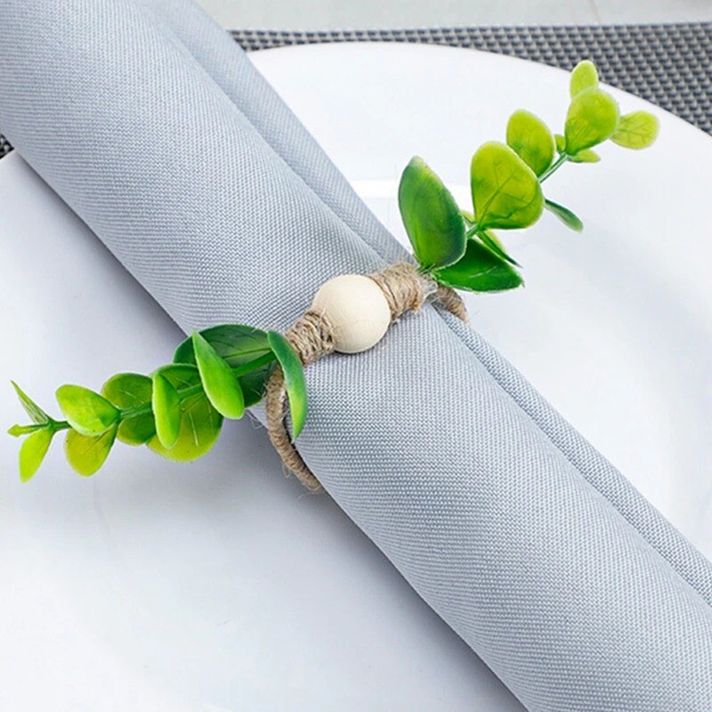 6Pcs Eucalyptus Napkin Rings Handmade Green Napkin Buckle Holders Table Decor eBay
