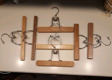 7 Vintage Wooden Wood Clamp Hangers Pant Skirt Harmony