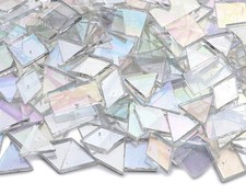 Lanyani Iridescent Mosaic Tiles 200 Pieces Bulk Stained Glass Tile for Mosaic...