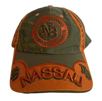 Nassau Bahamas NB Embroidered Adjustable Orange Colorway Baseball Truckers Cap