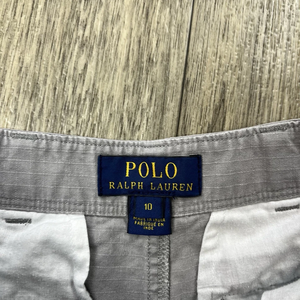 Polo Ralph Lauren Cargo Shorts Boys Size 10 Gray Utility Ripstop Multi Pocket - Image 3 of 4