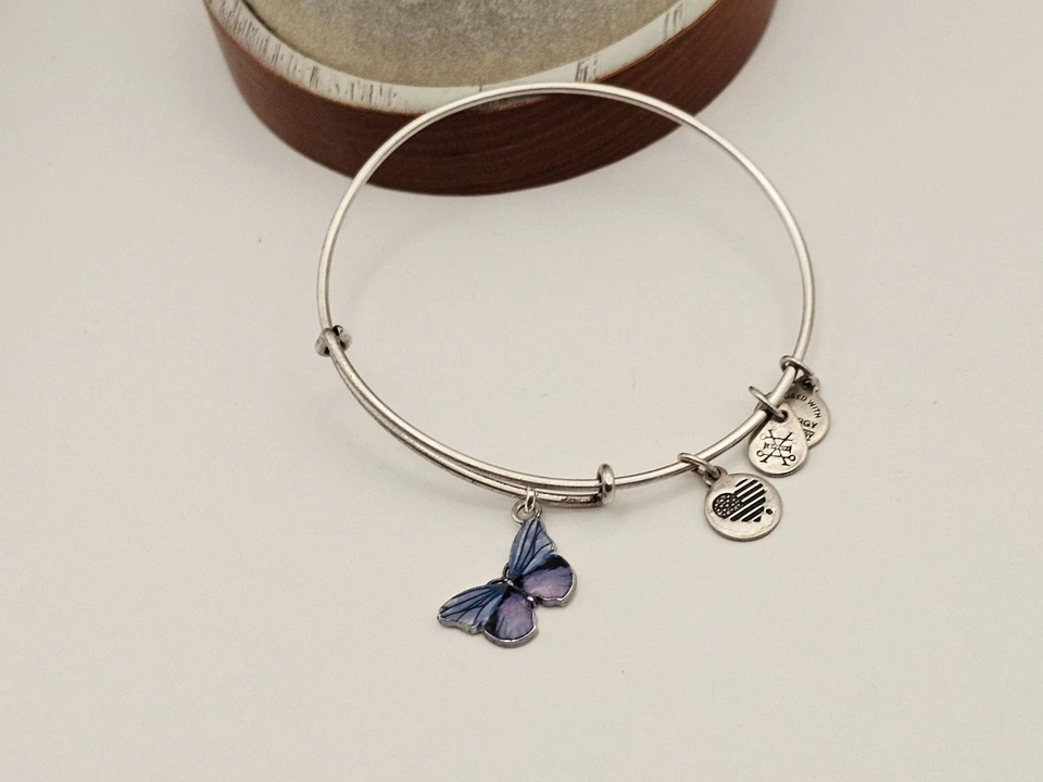 Alex & Ani Silver Bracelet With Purple Butterfly 🦋 🦋 Generic Metal Charm ✨️ - Image 3 of 4