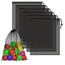 6 Pcs Mesh Bags Drawstring, 14x17 Inch with Lock, Multipurpose Small, Black
