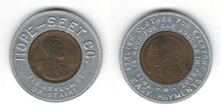 Hope—Seet Co. HARTFORD CT Good For One Dollar Encased 1920 Penny Cent Token
