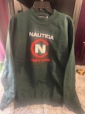 Vintage 90s Nautica Competition Sweatshirt USA Made Forest Green Embroidered XXL