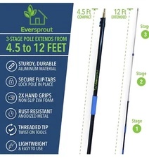 EVERSPROUT 5-To-12 Foot Telescopic Extension Pole, Lightweight Sturdy Aluminum