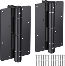5-3/4 Self-Closing Gate Hinges, Heavy Duty Steel Spring, E-Coated, 2 Pack Black