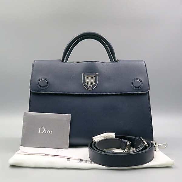 Dior Navy Leather Diorever Tote Bag with 2-Way Shoulder Strap