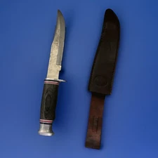 Chipaway Cutlery Fixed Blade Hunting Knife & Leather Sheath 12” W/7.5” Blade