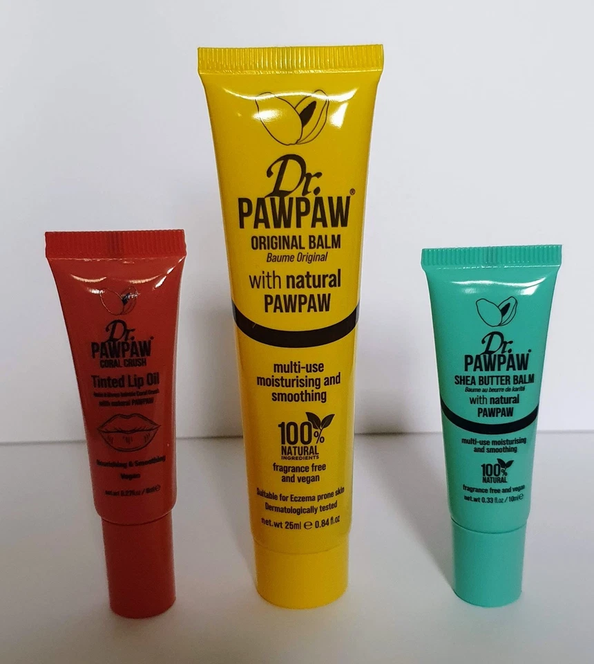 Dr PAWPAW Original Balm 25ml / Shea Butter Balm 10ml / Tinted Lip Oil 8ml