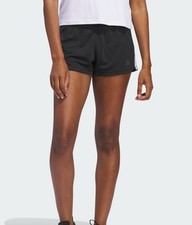 Adidas Women  s PACER 3-STRIPES KNIT SHORTS In Black/White Size XL New