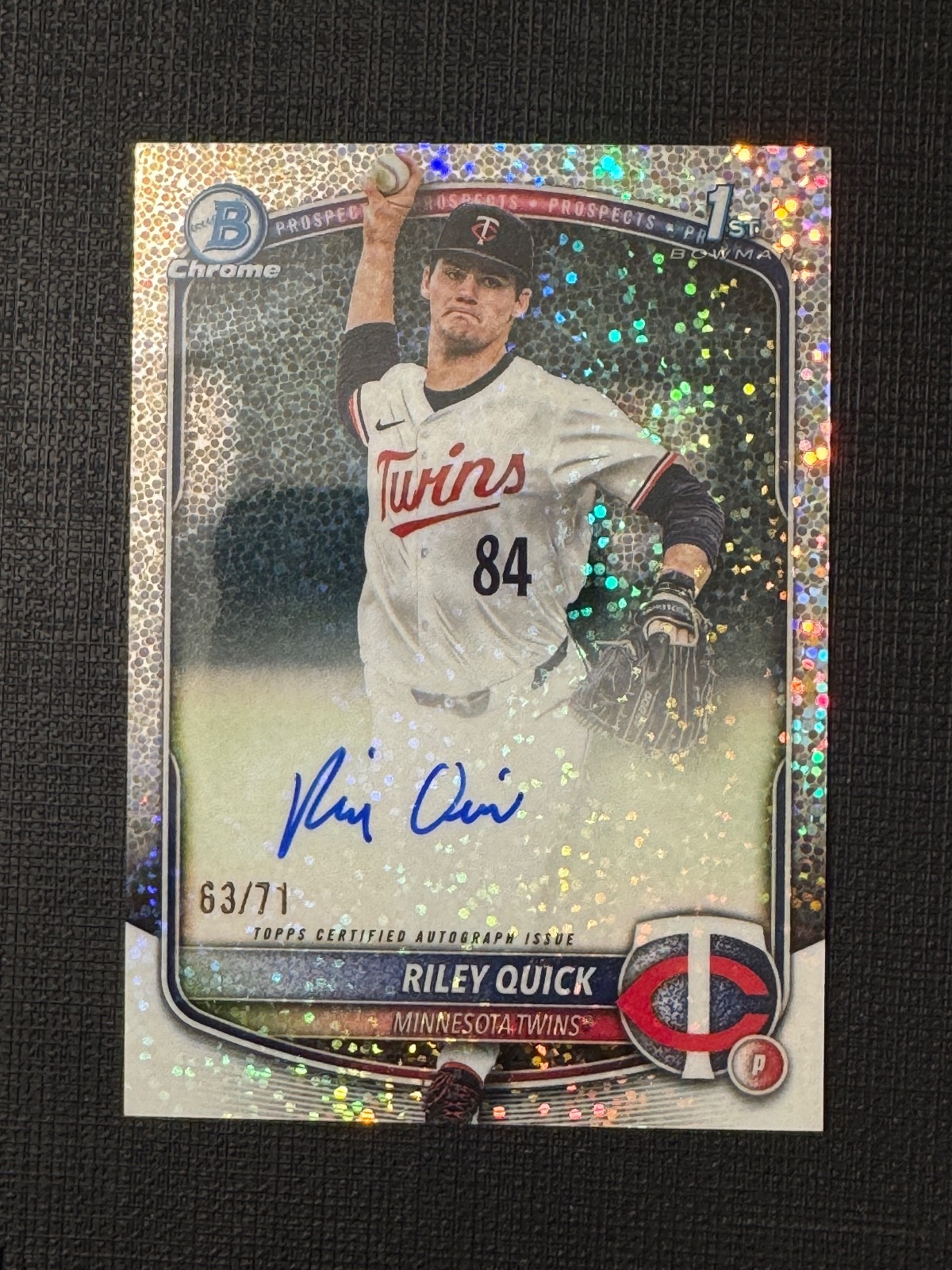 2025 Bowman Draft Chrome #CPA-RQ Riley Quick 1st Sparkle Auto /71 Twins