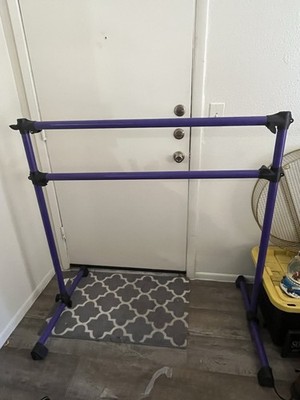 Portable Double Ballet Barre Practice Bar for Indoor Use, Purple/Black