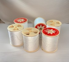 Vintage White 100 Polyester American Thread 200 Yard Spools Lot of 6 Sewing